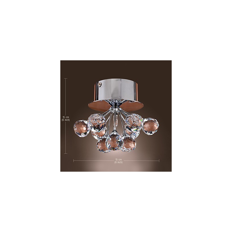 Lámpara empotrada moderna de metal cromado estilo mini de cristal contemporáneo