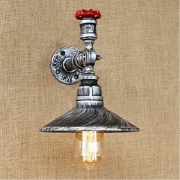 Aplique de pared con luz ambiental de estilo rústico tipo cabaña, color plateado
