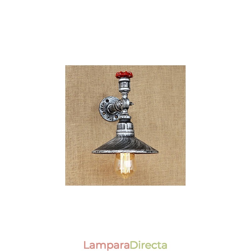 Aplique de pared con luz ambiental de estilo rústico tipo cabaña, color plateado