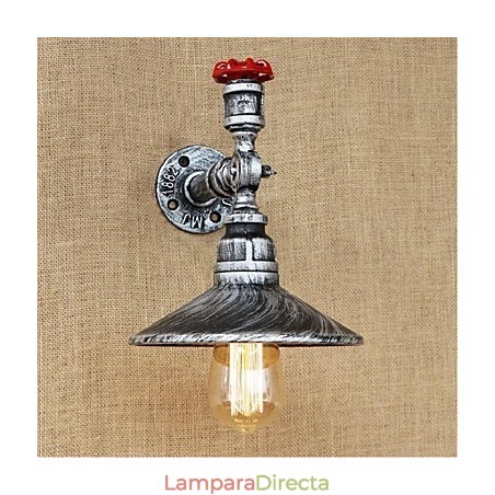 Aplique de pared con luz ambiental de estilo rústico tipo cabaña, color plateado Aplique de pared con luz ambiental de estilo rústico tipo cabaña, color plateado