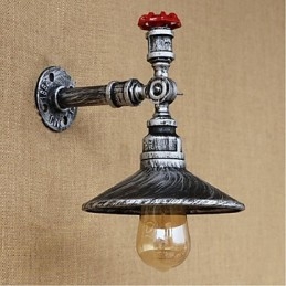 Aplique de pared con luz ambiental de estilo rústico tipo cabaña, color plateado