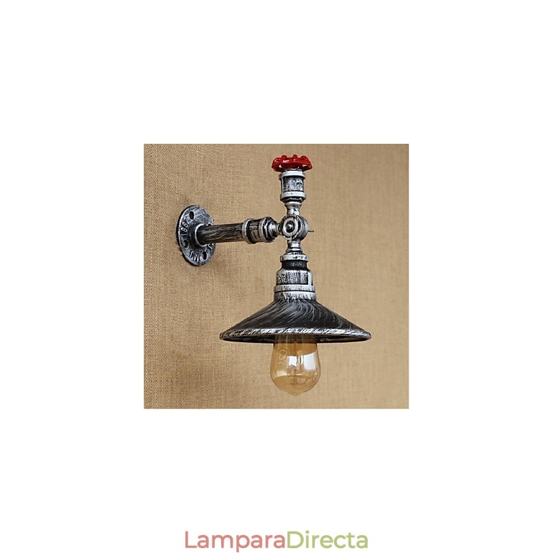 Aplique de pared con luz ambiental de estilo rústico tipo cabaña, color plateado