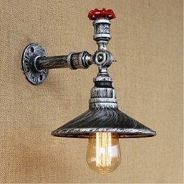 Aplique de pared con luz ambiental de estilo rústico tipo cabaña, color plateado