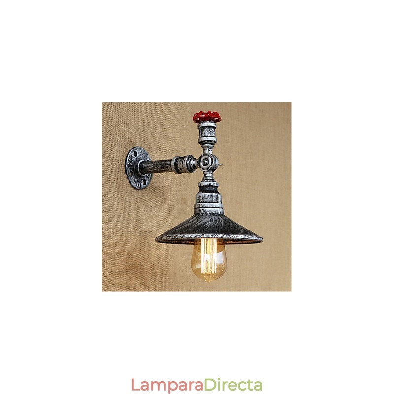 Aplique de pared con luz ambiental de estilo rústico tipo cabaña, color plateado