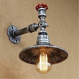 Aplique de pared con luz ambiental de estilo rústico tipo cabaña, color plateado
