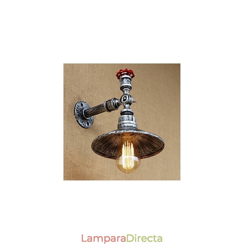 Aplique de pared con luz ambiental de estilo rústico tipo cabaña, color plateado