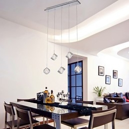 Lámpara colgante moderna contemporánea de cristal de isla en cromo