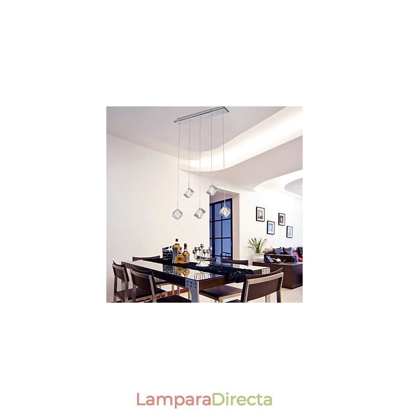 Lámpara colgante moderna contemporánea de cristal de isla en cromo