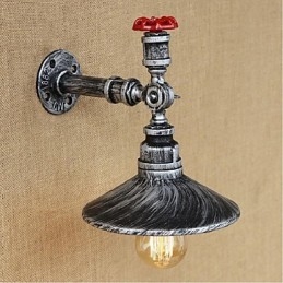 Aplique de pared con luz ambiental de estilo rústico tipo cabaña, color plateado