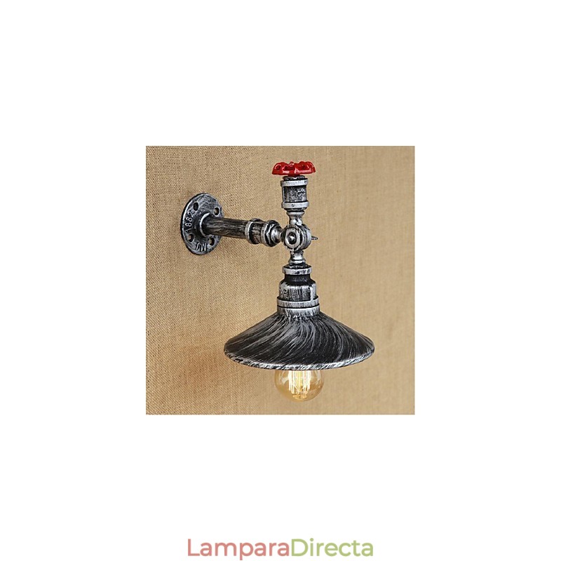 Aplique de pared con luz ambiental de estilo rústico tipo cabaña, color plateado