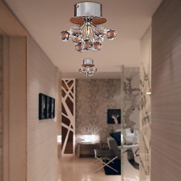 Lámpara empotrada moderna de metal cromado estilo mini de cristal contemporáneo