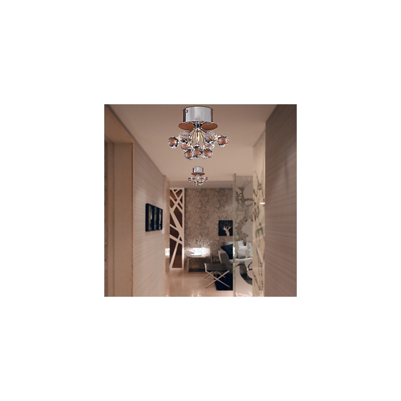 Lámpara empotrada moderna de metal cromado estilo mini de cristal contemporáneo