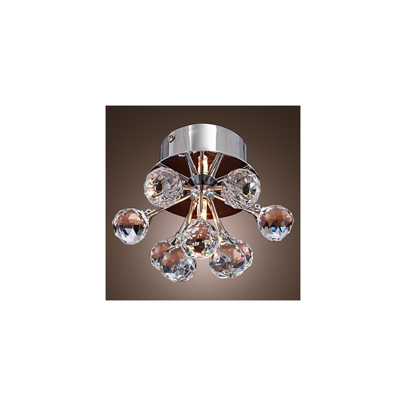 Lámpara empotrada moderna de metal cromado estilo mini de cristal contemporáneo