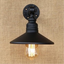 Lámpara de pared de tubería de agua nórdica de estilo industrial, luz de pared negra