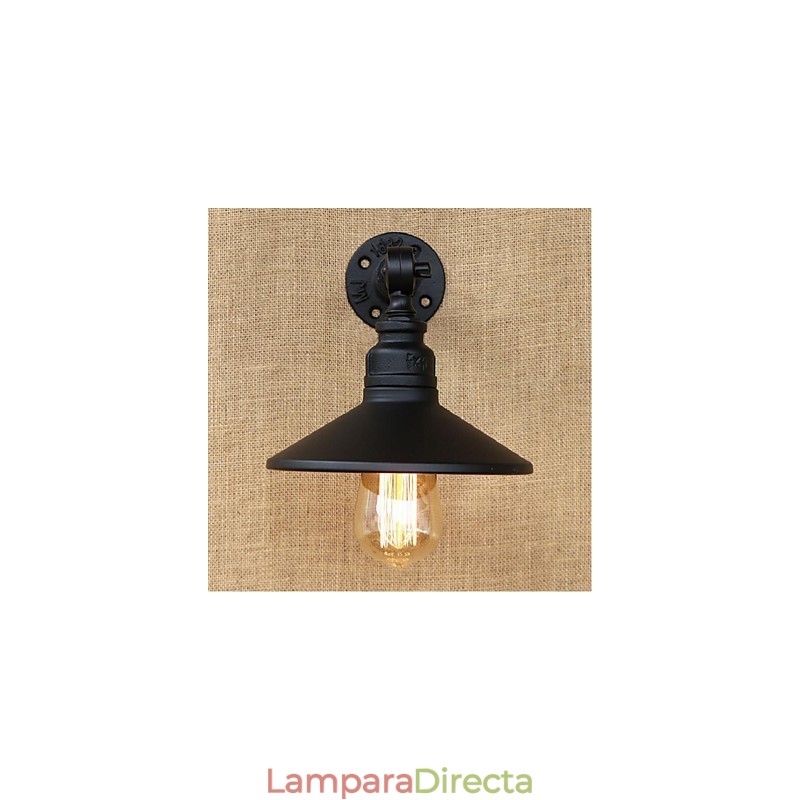 Lámpara de pared de tubería de agua nórdica de estilo industrial, luz de pared negra