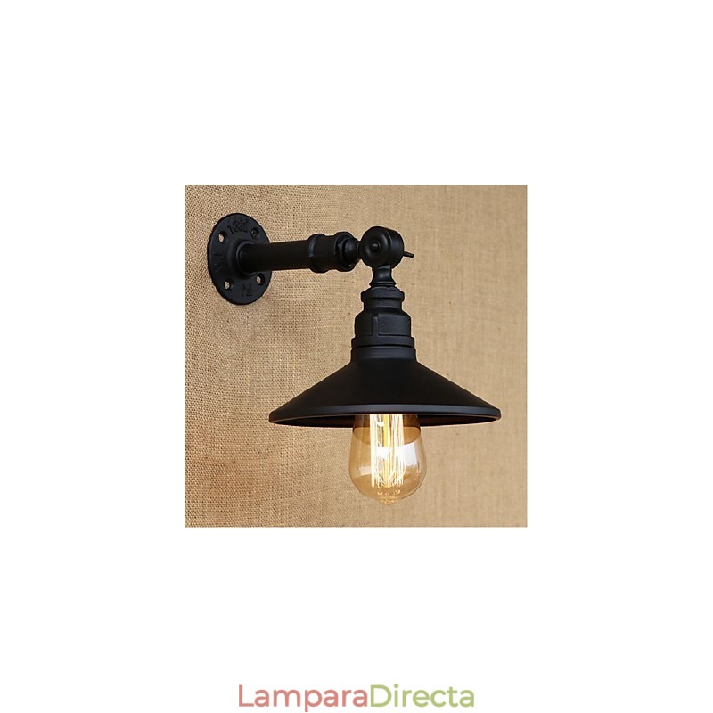 Lámpara de pared de tubería de agua nórdica de estilo industrial, luz de pared negra