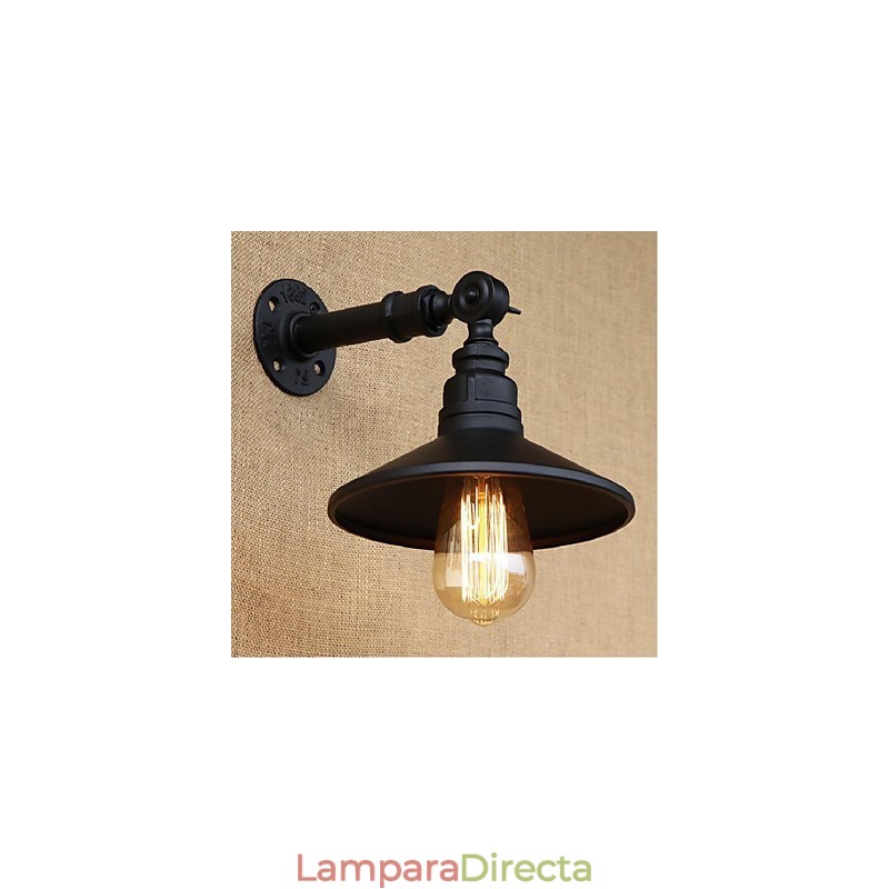 Lámpara de pared de tubería de agua nórdica de estilo industrial, luz de pared negra