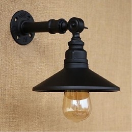 Lámpara de pared de tubería de agua nórdica de estilo industrial, luz de pared negra