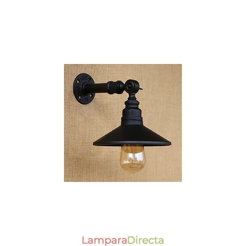Lámpara de pared de tubería de agua nórdica de estilo industrial, luz de pared negra