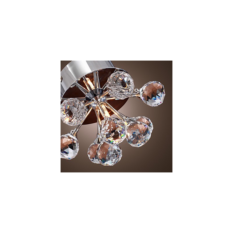 Lámpara empotrada moderna de metal cromado estilo mini de cristal contemporáneo