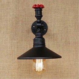 Aplique de pared con luz ambiental de estilo rústico tipo cabaña, color negro
