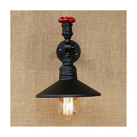 Aplique de pared con luz ambiental de estilo rústico tipo cabaña, color negro Aplique de pared con luz ambiental de estilo rústico tipo cabaña, color negro