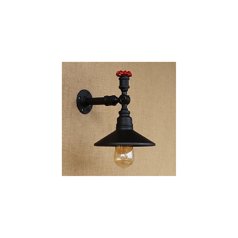 Aplique de pared con luz ambiental de estilo rústico tipo cabaña, color negro