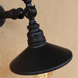 Aplique de pared con luz ambiental de estilo rústico tipo cabaña, color negro