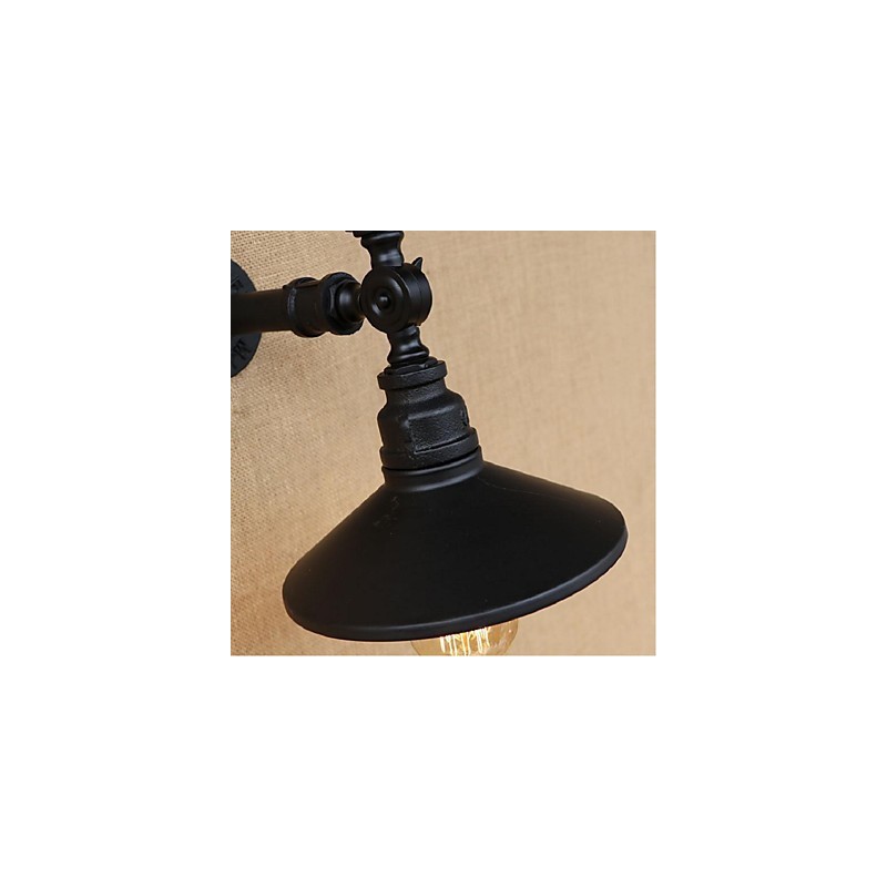 Aplique de pared con luz ambiental de estilo rústico tipo cabaña, color negro