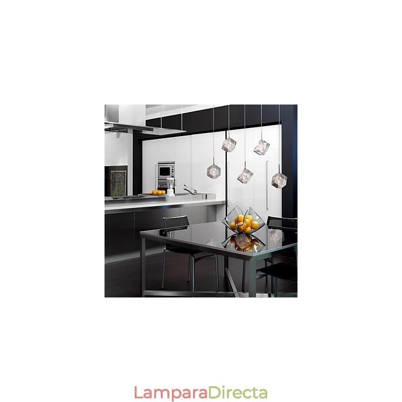 Lámpara colgante moderna contemporánea de cristal de isla en cromo