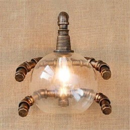 Aplique de pared rústico de latón antiguo estilo campestre para iluminación ambiental.
