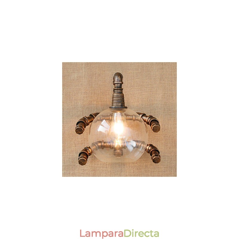 Aplique de pared rústico de latón antiguo estilo campestre para iluminación ambiental.