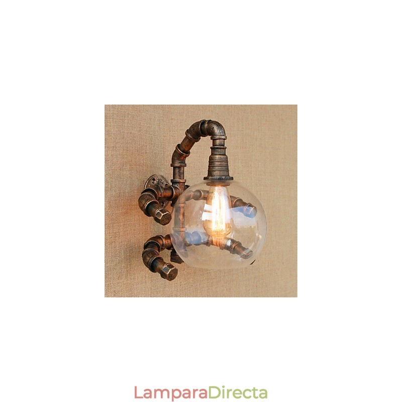 Aplique de pared rústico de latón antiguo estilo campestre para iluminación ambiental.