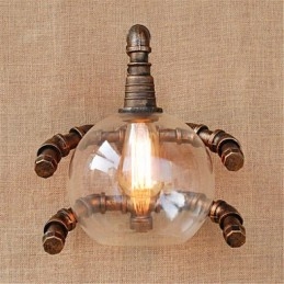 Aplique de pared rústico de latón antiguo estilo campestre para iluminación ambiental.
