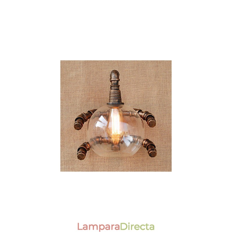 Aplique de pared rústico de latón antiguo estilo campestre para iluminación ambiental.