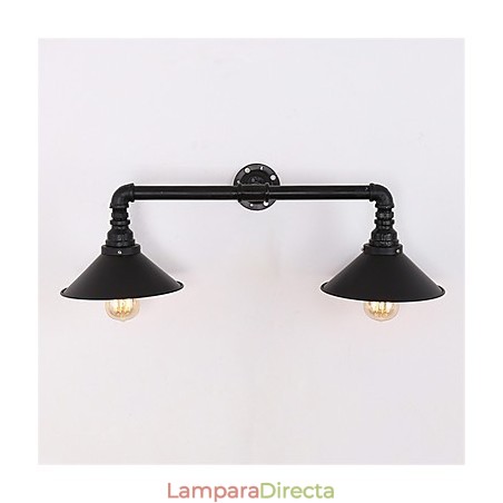 Lámpara de pared de tubo industrial retro de 2 cabezales, sencilla, de metal negro, para loft, comedor, cocina, bar, cafetería, decoración, iluminación Lámpara de pared de tubo industrial retro de 2 cabezales, sencilla, de metal negro, para loft, comedor, cocina, bar, cafetería, decoración, iluminación
