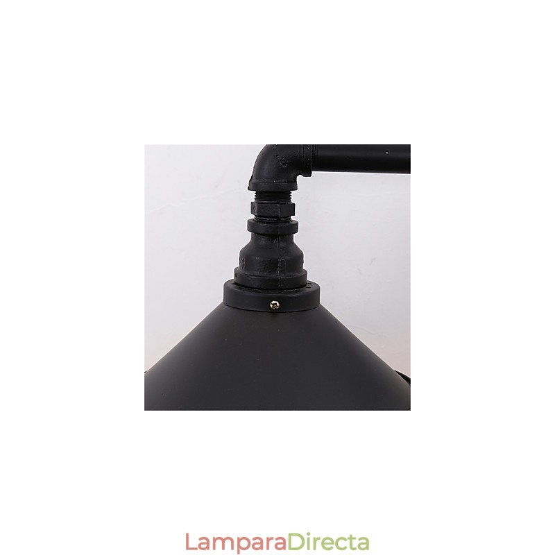 Lámpara de pared de tubo industrial retro de 2 cabezales, sencilla, de metal negro, para loft, comedor, cocina, bar, cafetería, decoración, iluminación