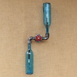 Lámpara de pared de hierro forjado tipo loft con forma de botella y tubo