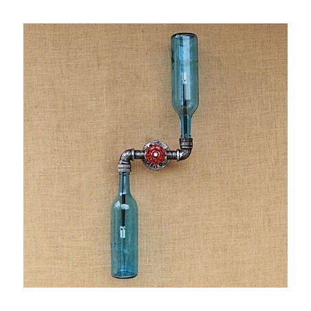 Lámpara de pared de hierro forjado tipo loft con forma de botella y tubo Lámpara de pared de hierro forjado tipo loft con forma de botella y tubo