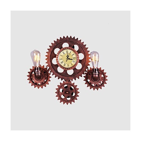 Lámparas de pared industriales vintage con forma de engranaje de madera, luces giratorias creativas, iluminación decorativa para restaurantes, cafeterías y bares. Lámparas de pared industriales vintage con forma de engranaje de madera, luces giratorias creativas, iluminación decorativa para restaurantes, cafeterías y bares.