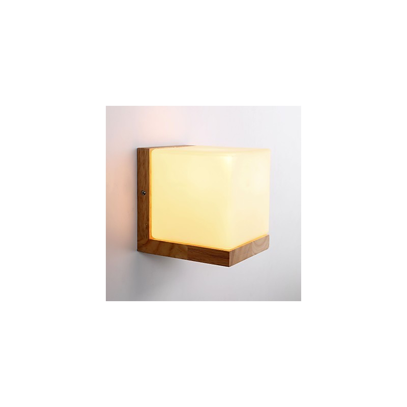Apliques de pared de madera con pantalla de vidrio, 110 V o 220 V, estilo rústico.