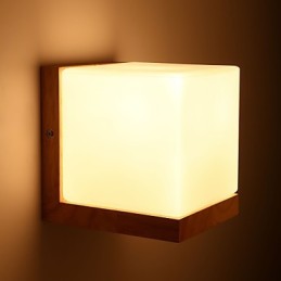 Apliques de pared de madera con pantalla de vidrio, 110 V o 220 V, estilo rústico.