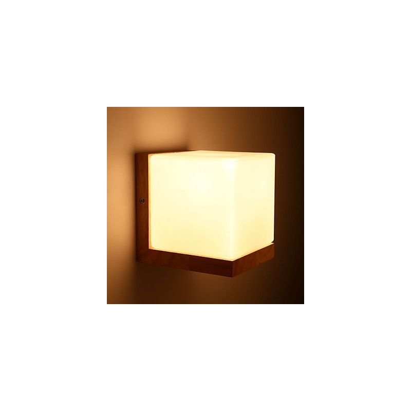 Apliques de pared de madera con pantalla de vidrio, 110 V o 220 V, estilo rústico.
