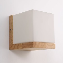 Apliques de pared de madera con pantalla de vidrio, 110 V o 220 V, estilo rústico.