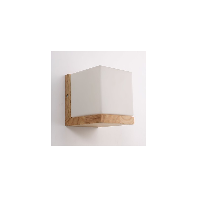 Apliques de pared de madera con pantalla de vidrio, 110 V o 220 V, estilo rústico.