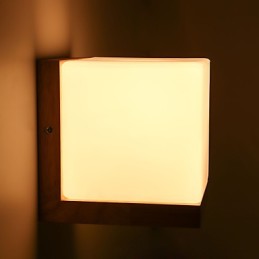Apliques de pared de madera con pantalla de vidrio, 110 V o 220 V, estilo rústico.
