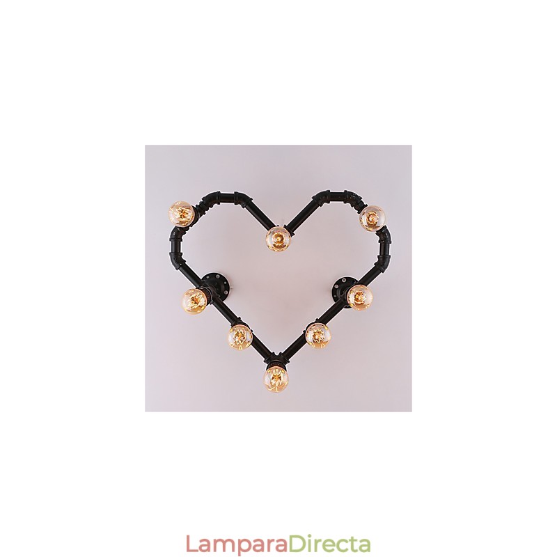 Lámpara de pared creativa con forma de corazón y tubería de agua vintage, estilo industrial, para sala de estar, restaurante, bar, cafetería, decoración de pared.
