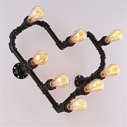 Lámpara de pared creativa con forma de corazón y tubería de agua vintage, estilo industrial, para sala de estar, restaurante, bar, cafetería, decoración de pared.