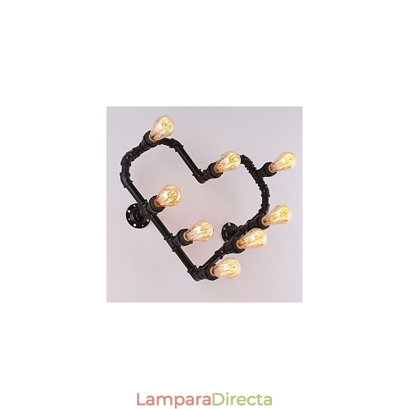 Lámpara de pared creativa con forma de corazón y tubería de agua vintage, estilo industrial, para sala de estar, restaurante, bar, cafetería, decoración de pared.