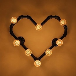 Lámpara de pared creativa con forma de corazón y tubería de agua vintage, estilo industrial, para sala de estar, restaurante, bar, cafetería, decoración de pared.